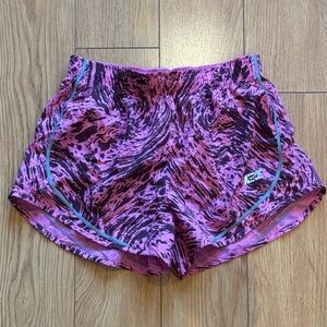 Nike Women's Purple Pink Abstract Athletic Shorts with Teal Piping